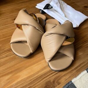 JW ANDERSON Tan Slip-On Sandals with Puffy Straps
